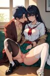  1boy 1girl ai_generated bad_anatomy bad_hands black_hair couple higurashi_kagome inuyasha marvin_harris original_character pussy 