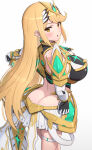 1girl 1girl alluring ass big_breasts blonde_hair dat_ass gold_eyes gonzarez high_res hips light-skinned_female light_skin long_hair mythra nintendo thick_thighs thighs wide_hips xenoblade_(series) xenoblade_chronicles_2