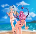 animal_ears bdsm bikini bondage erect_nipples garter guns_girlz_(series) high_resolution honkai_impact_3 horns liliya_olenyeva nipples nude rozaliya_olenyeva swimsuit tail torofu very_high_resolution yuri