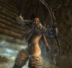 arrow black_hair huge_breasts skyrim sling_bikini