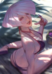 a.k.i. breasts capcom chinese cleavage clothed crazy sitting street_fighter street_fighter_6 twitter white_hair zoma_phamos zomayuan