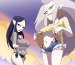  1girl 2_girls big_breasts black_hair breasts coolerinker cougar disney disney_channel eda_clawthorne female_focus female_only goth goth_girl grey_hair heterochromia inker_comics inkershike light-skinned_female light_skin lilith_clawthorne long_hair looking_at_viewer looking_away mature mature_female medium_breasts pointy_ears shirt sisters smooth_skin standing the_owl_house 