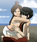 1girl 2_girls :p absurd_res alternate_version_available arm_support asian_female asymmetrical_docking avatar:_the_last_airbender barefoot beach big_breasts big_breasts big_breasts bikini bikini_top_lift black_hair blunt_bangs braid breasts_on_breasts breasts_out breasts_together breasts_touching brown_hair casual_nudity choker clever_censor clothing coolerinker covering covering_breasts day deadpan double_penetration exposed_breasts female_focus female_only fire_nation friends full_body glare glomp grey_eyes happy hidden_nipples hugging inker_comics inkershike light-skinned_female long_hair looking_at_viewer mai_(avatar) multiple_girls nude_female on_knees outdoor_nudity outside playful sideboob sitting_on_ground skirt skorts swept_bangs swimsuit tongue tongue_out twin_tails ty_lee wholesome winking yellow_eyes yuri