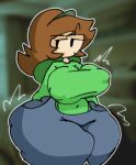  1girl 1girls abbber77 abby_(abbber77) ass ass_bigger_than_head belly big_ass big_ass big_breasts big_breasts big_breasts black_eyes boots breasts breasts_bigger_than_head brown_hair bubble_ass bubble_butt clothed clothing female_focus female_only giant_breasts hoodie hourglass_figure huge_ass huge_breasts jeans large_ass light-skinned_female light_skin looking_down nipple_bulge nipples nipples_visible_through_clothing no_pupils original original_artwork original_character ponytail self_insert self_upload shortstack simple_background smile sweat sweatdrop thick thick_ass thick_thighs twitter_user_oc voluptuous voluptuous_female 