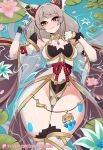 1girl absurd_res alluring core_crystal high_res in_water leotard long_hair nia nia_(blade)_(xenoblade) nia_(xenoblade) scrimblocrimbo silver_hair small_breasts wide_hips xenoblade_(series) xenoblade_chronicles_2 yellow_eyes