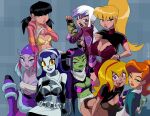 1girl 8girls alien_girl attea ben_10 ben_10:_omniverse black_hair blonde_hair blue_hair cartoon_network charmcaster colored coolerinker ester ester_(ben_10) female_only galvan galvan_(ben_10) gwen_tennyson gwen_tennyson_(omniverse) incursean inker_comics inkershike julie_yamamoto kraaho lenopan lifting_shirt lucy_mann luhley_(ben_10) mazuma multiple_girls older older_female presenting red_hair revonnahgander rook_shar sarashi young_adult young_adult_female young_adult_woman