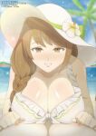 1boy 1boy1girl 1girl 1girl 2024 alternate_version_at_paywall alternate_version_available beach big_breasts blush blushing_at_viewer brown_eyes brown_hair color colored droplets female_on_top femdom fire_emblem fire_emblem_engage fire_emblem_heroes flicking_nipples gentle_femdom goldmary_(fire_emblem) goldmary_(summer)_(fire_emblem) looking_at_viewer male_nipple_stimulation mole_on_breast nipple_play nipple_tweak nipples no_penetration outside palm_tree pinned_down playing_with_nipple pov pov_eye_contact smiling_at_viewer sweat sweatdrop tak0baka teasing_nipple waterdrops wet