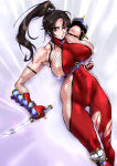  1girl 2022 abs_visible_through_clothing absurd_res alluring athletic_female big_breasts bodysuit brown_hair female_abs female_only fishnets fit fit_female kunoichi long_hair looking_at_viewer ninja nipple_bulge ponytail project_soul red_bodysuit red_eyes soul_calibur soul_calibur_ii soul_calibur_iii soul_calibur_vi taki very_high_resolution wide_hips yuri-ai yuri_ai 