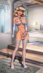  2futas abacusrepair bedroom blonde futanari holding_penis jewelry princess princess_peach stockings 