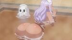  1girl anime_screenshot bathing big_butt bubble_butt butt_crack curvy curvy_figure cuvaceous dark-skinned_female dark_elf dark_skin elf elf-san_wa_yaserarenai fangs fat_ass female gif huge_butt kuroeda long_hair naked nude plump plus-sized_elf pointy_ears purple_hair solo steam tagme thick_thighs thighs voluptuous voluptuous_female wide_hips 