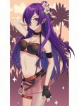 1girl alluring alternate_costume bikini black_bikini black_swimsuit fire_emblem fire_emblem:_three_houses fire_emblem_heroes fire_emblem_warriors:_three_hopes flower_in_hair hair_over_one_eye lilshironeko medium_breasts nintendo official_alternate_costume purple_eyes purple_hair shez_(fire_emblem) shez_(fire_emblem)_(female) shez_(summer)_(fire_emblem) swimsuit