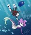  1boy 1girl air_bubbles animaniacs anthro ass balls barefoot big_breasts bottomless breasts bubbles crossover feet female fifi_la_fume furry gloves hat holding_hands humanoid interspecies male male/female mermaid mermaid_tail nipples nude ocean paws pirate_hat sea size_difference skinny_dipping skunk straight tail thedevilishdouble tiny_toon_adventures underwater unknown_species vest warner_brothers water yakko_warner 