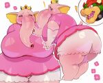  1girl 2024 anthro ass bbw big_ass big_breasts blonde_eyebrows blue_eyes bowser breasts chubby clothing colored crown digital_media_(artwork) dress duo elephant elephant_peach elephantid eyebrows female_focus hair headgear heart_eyes heart_symbol high_res horn huge_ass huge_breasts koopa male male/female mammal mario_(series) nintendo petroverr pink_body pink_clothing pink_dress pink_ears princess princess_peach proboscidean proboscis_(anatomy) red_eyebrows red_hair royalty scalie simple_background super_mario_bros. super_mario_bros._wonder thick_thighs trunk_(anatomy) white_background yellow_inner_ear 