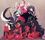 1boy 6girls age_difference anthro avian avian_demon avian_humanoid big_breasts bikini bird bird_humanoid black_hair canid canid_demon canine canine_humanoid crossed_legs daughter demon demon_boy demon_girl demon_horns demon_tail eyelashes freckles hair_over_one_eye harem hellhound helluva_boss high_heel_boots horns imp inker_comics inkershike lin_(helluva_boss) long_hair looking_at_viewer loona_(helluva_boss) mature_female medium_breasts micro_bikini milf milf millie_(helluva_boss) mole mole_under_eye mother_&_daughter moxxie_(helluva_boss) multiple_girls octavia_(helluva_boss) pink_eyes pink_sclera red_sclera red_skin sallie_may_(helluva_boss) sitting skinny sling_bikini small_breasts solo_male succubus tail teen thick_thighs thin_female throne verosika_mayday_(helluva_boss) vivienne_medrano voluptuous white_eyes white_hair wide_hips yellow_sclera young younger_female