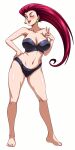  1girl big_ass big_breasts bikini earrings jessie_(pokemon) latex_bikini long_hair milf pokemon posing red_hair sano-br seductive smile 