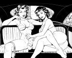  2futas abacusrepair futanari holding_penis monochrome retro 