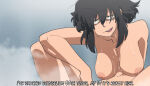  1girl big_breasts black_hair coolerinker english_text female_only inker_comics inkershike maire_(inkershike) nude official_art scar steam subtitled talking we_are_101 webtoon wet 