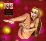  1girl 1girl 1girl 2d accurate_art_style big_hero_6 brown_hair disney feet feet_up female_only fetal_position glasses headband honey_lemon legs_together long_hair marvel marvel_comics nipples nude nude smile th-gimpnoob 