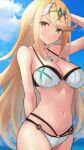  1girl 1girl 1girl big_breasts bikini blonde_hair cleavage female_only kwrssbsp mythra nintendo swimsuit xenoblade_(series) xenoblade_chronicles_2 