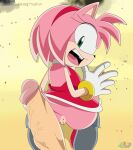 amy_rose anus erinaceinae_humanoid fanart furry green_eyes hedgehog kangarart medium_breasts mobian_(species) pink_fur red_dress sega short_hair size_difference sonic_the_hedgehog_(series) video_game_character video_game_franchise white_gloves