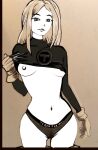 artist_request blonde_hair dc_comics flashing flashing_breasts nipples panties tagme teen_titans terra