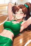1girl adult_swim alluring athletic_female bishoujo_senshi_sailor_moon bishoujo_senshi_sailor_moon_r bishoujo_senshi_sailor_moon_r_the_movie bishoujo_senshi_sailor_moon_s bishoujo_senshi_sailor_moon_s_the_movie bishoujo_senshi_sailor_moon_supers bishoujo_senshi_sailor_moon_supers_the_movie brown_hair cleavage female_abs fit_female green_eyes gym makoto_kino mikalizer shorts sit_ups sports_bra toei_animation toonami viz_media working_out