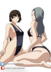 1girl 2_girls alluring alternate_costume ass atlus bikini excaliblader female_only makoto_niijima persona persona_5 sae_niijima sega silf silfs tagme white_skin
