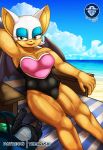 1girl bat beach female rouge_the_bat sega solo sonic_(series) sonic_the_hedgehog_(series) swimsuit thearashi