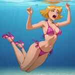 1girl ai_generated asphyxiation bikini cameltoe cartoon_network clover_(totally_spies) drowned drowning female peril pussy sexfightfun solo totally_spies underwater underwater_peril