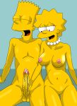 1boy 1girl 20th_century_studios aged_up balls bart_simpson big_breasts big_penis breasts brother_and_sister completely_nude cum dripping_cum erection evilweazel female handjob incest lisa_simpson looking_pleasured male navel nipples nude pearl_necklace penis pussy smile the_simpsons
