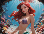 1girl ai_assisted ai_generated barepixels07 belly_button bikini bikini_top breasts cartoon cute disney eyelashes eyes female high_res high_resolution long_hair mature mature_female medium_breasts mermaid mermaid_girl mermaid_tail midriff monster_girl natural_breasts navel ocean patreon patreon_url patreon_username princess_ariel red_hair sea slim_waist solo the_little_mermaid the_little_mermaid_(1989_film) thick_thighs thighs underwater underwater_view wide_hips