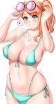 1girl alluring anisdrawn aqua_eyes big_breasts bikini female_only looking_at_viewer nintendo orange_hair pokemon pokemon_ss sonia_(pokemon)
