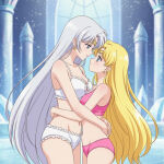  2_girls adult_swim alluring bishoujo_senshi_sailor_moon blonde_hair blue_eyes bra cleavage medium_breasts milf mother_&amp;_daughter nightcore_(artist) panties princess_serenity queen_serenity silver_hair teaching toei_animation toonami underwear viz_media 