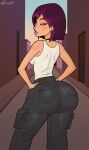 1girl 1girl 2d 2d_(artwork) 2d_artwork 6teen ass breasts cartoon_network hair light-skinned_female light_skin lips looking_at_viewer looking_back nikki_wong purple_hair rear_end rear_view rocner thick thick_ass thick_butt thick_hips thick_thighs