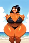  bikini bikini, black breasts, female, hair, hips, huge long orange skin, solo, thick thighs, wide 