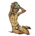 2019 armpit_hair human male request rick_and_morty rick_sanchez saliva skinny skinny_male solo_male spinetrick underwear underwear_only white_background