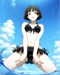 1girl accurate_art_style alluring atlus bare_legs bikini blue_sky in_water makoto_niijima medium_breasts monica_ski persona persona_5 pin_up sega silf splashing