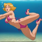 1girl ai_generated asphyxiation bikini cameltoe cartoon_network clover_(totally_spies) drowned drowning female peril pussy sexfightfun solo totally_spies underwater underwater_peril