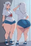 1girl ai_generated ass big_ass booty_shorts breasts dolphin_shorts fundoshilover101 gawr_gura hololive huge_ass