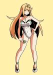 1girl 1girl 1girl alluring big_breasts blonde_hair cianter core_crystal female_only highleg_bikini highleg_one-piece_bikini light-skinned_female light_skin mythra_(xenoblade) nintendo one-piece_bikini white_one-piece_bikini xenoblade_(series) xenoblade_chronicles_2