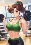 1girl adult_swim alluring athletic_female bishoujo_senshi_sailor_moon bishoujo_senshi_sailor_moon_r bishoujo_senshi_sailor_moon_r_the_movie bishoujo_senshi_sailor_moon_s bishoujo_senshi_sailor_moon_s_the_movie bishoujo_senshi_sailor_moon_supers bishoujo_senshi_sailor_moon_supers_the_movie brown_hair cleavage female_abs fit_female green_eyes gym lifting_weights makoto_kino mikalizer shorts sports_bra squatting toei_animation toonami viz_media working_out