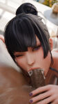 1boy 1girl 1girls 3d auxtasy balls big_penis blender_(software) blender_cycles closeup cock_worship cum cum_in_mouth cum_inside cycles dark-skinned_male dark_hair dead_or_alive fellatio female_focus hair_bun looking_at_viewer male nail_polish nyotengu oral oral_sex penis sex submissive_female sucking sucking_penis violet_eyes winking_at_viewer