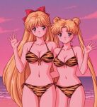 2_girls adult_swim alluring beach bikini bishoujo_senshi_sailor_moon_r bishoujo_senshi_sailor_moon_r_the_movie bishoujo_senshi_sailor_moon_s bishoujo_senshi_sailor_moon_s_the_movie bishoujo_senshi_sailor_moon_supers bishoujo_senshi_sailor_moon_supers_the_movie blonde_hair blue_eyes cleavage medium_breasts minako_aino nightcore_(artist) ocean pin_up posing sunset toei_animation toonami usagi_tsukino viz_media