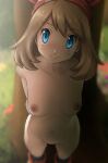 1girl 1girl 1girls 3d areola blue_eyes breasts brown_hair female_only greatm8 human legs_together may_(pokemon) nintendo nipples nude nude_female pokemon short_hair smile source_filmmaker wide_hips