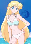 1girl adult_swim alluring beach bikini bishoujo_senshi_sailor_moon bishoujo_senshi_sailor_moon_r bishoujo_senshi_sailor_moon_r_the_movie bishoujo_senshi_sailor_moon_s bishoujo_senshi_sailor_moon_s_the_movie bishoujo_senshi_sailor_moon_supers bishoujo_senshi_sailor_moon_supers_the_movie blonde_hair blue_eyes bow cleavage minako_aino ocean pin_up smirkingdesigns toei_animation toonami viz_media