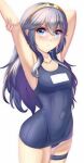 1girl 1girl 1girl alluring anisdrawn blue_eyes blue_hair blue_one-piece_bikini blue_swimsuit blush female_only fire_emblem fire_emblem_awakening fire_emblem_warriors intelligent_systems long_hair lucina lucina_(fire_emblem) medium_breasts nintendo one-piece_bikini stretching swimsuit tiara