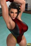 1girl 3d alluring ass azucena_milagros_ortiz_castillo big_ass big_breasts dark-skinned_female dark_skin female_only hagiwara_studio latina leotard namco peruvian_female tekken tekken_8 thick_thighs wide_hips wrestling_outfit