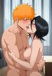 black_hair bleach couple_sex french_kissing ichigo_kurosaki ichiruki kissing novelai orange_hair purple_eyes rukia_kuchiki wholesome
