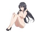 1girl alluring black_hair breasts mai_sakurajima medium_breasts midriff nipples nude_edit pussy sakurajima_mai seishun_buta_yarou_wa_bunny_girl_senpai_no_yume_wo_minai thick_thighs tight_pussy