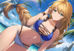 1girl accurate_art_style beach big_breasts bikini blonde_hair blue_eyes cleavage morbid_angel666 ocean pin_up posing project_soul silf sophitia_alexandra soul_calibur soul_calibur_ii soul_calibur_iii soul_calibur_vi wink